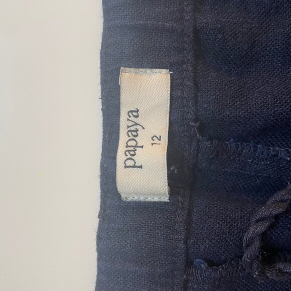 Navy Blue Loose Linen/Viscose Pants - Picture 4 of 5